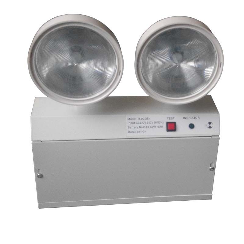 Lampu darurat LED Twin Spot 2W dengan casing baja dan baterai Ni-Cd selama 3 jam