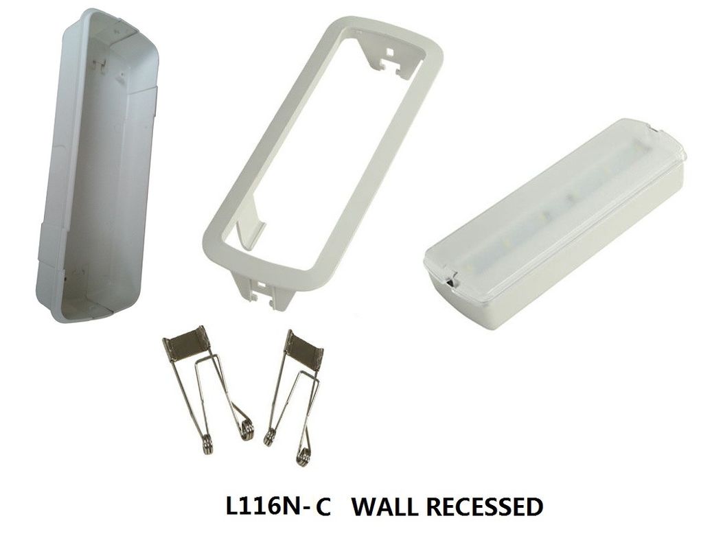 Lampu Darurat LED Isi Ulang Baterai Tanam Dinding dengan Cadangan Baterai IP20 SMD 5730 L116M-C