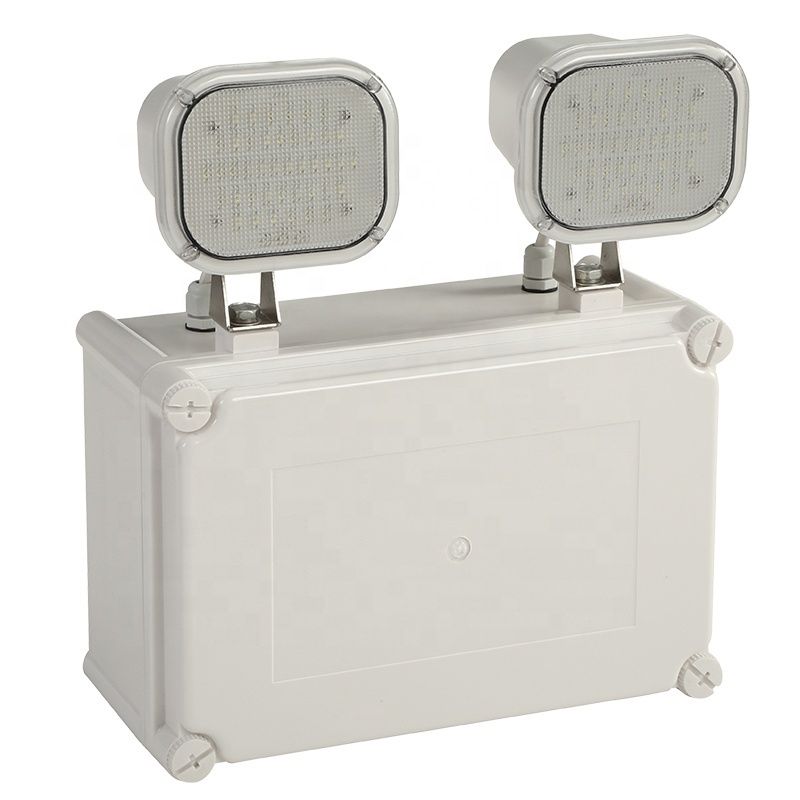 Lampu Darurat LED Isi Ulang Tahan Air IP65 Twin Spot Casing PC Cadangan Baterai 3 Jam L107N