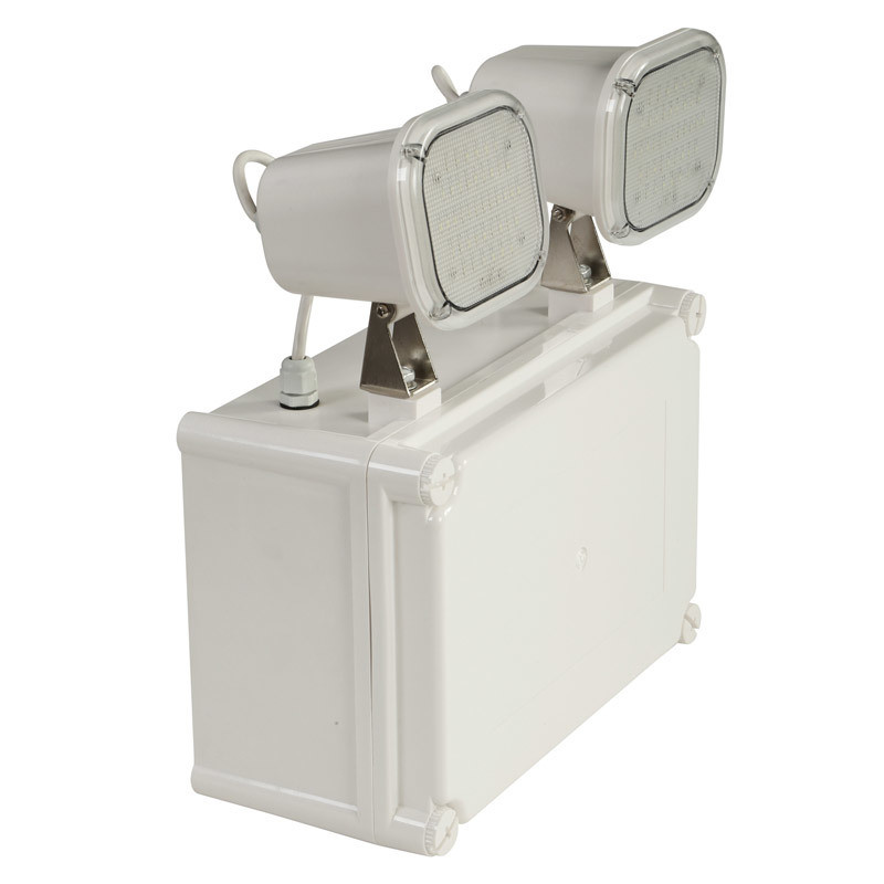 12W Twin Spot LED Emergency Light IP65 Waterproof 6500K Cold White 3 Jam Durasi