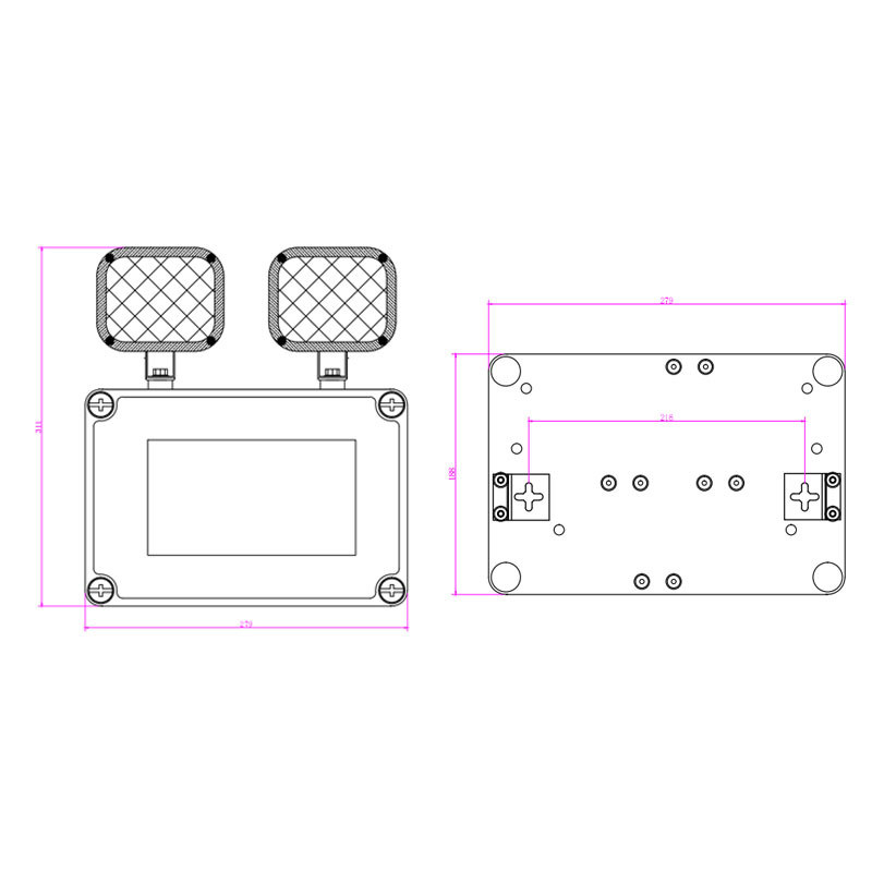 12W Twin Spot LED Emergency Light IP65 Waterproof 6500K Cold White 3 Jam Durasi
