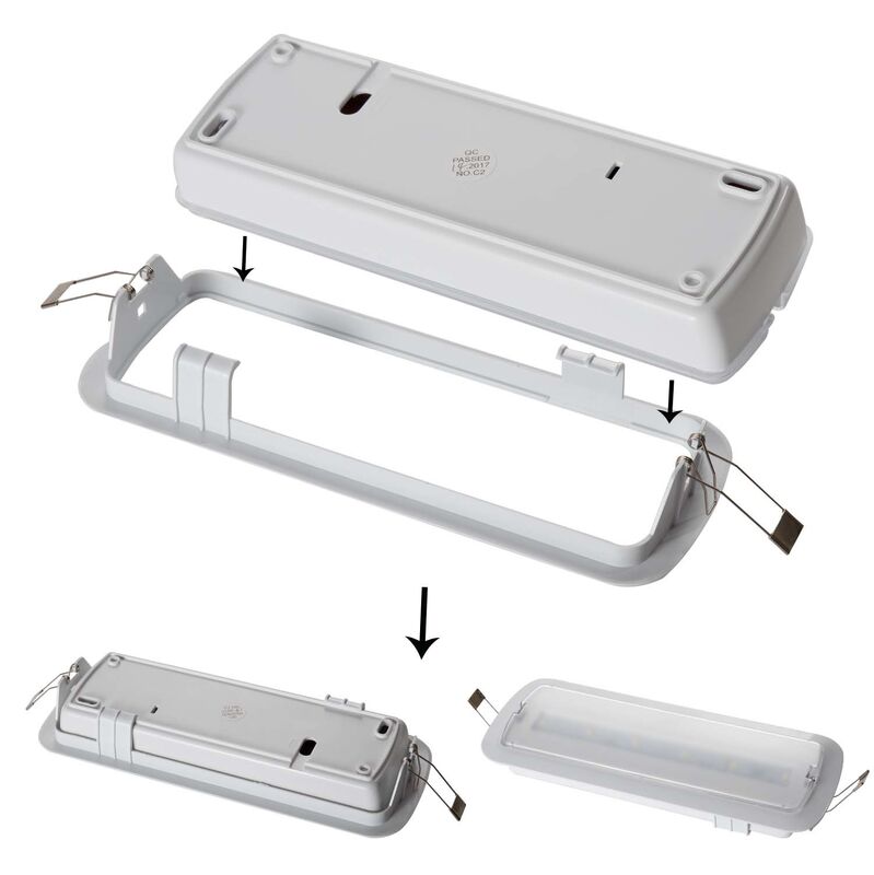 LED Langit-langit Recessed Emergency Exit Sign Light Baterai Ni-Cd 3 tahun Garansi 6500K