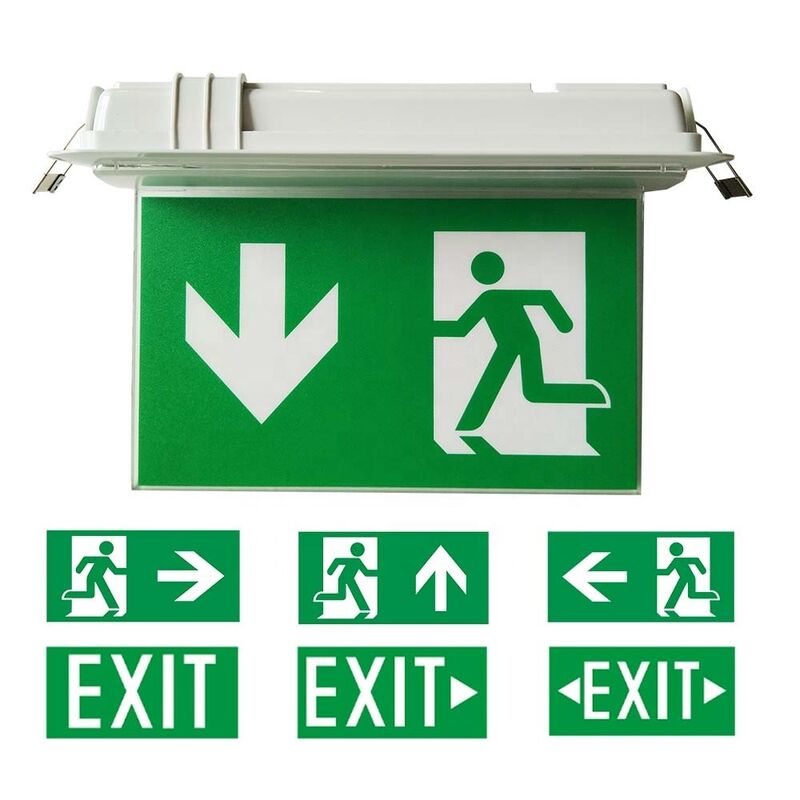 Fire Retardant ABS Casing LED Double Side Emergency Exit Sign 3 Jam Operasi Baterai Ni-Cd