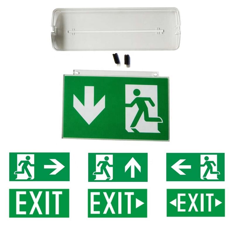 Fire Retardant ABS Casing LED Double Side Emergency Exit Sign 3 Jam Operasi Baterai Ni-Cd
