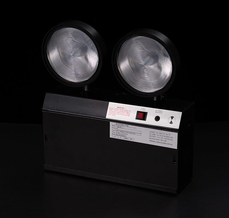 Lampu Darurat LED Twin Spot Casing Hitam CE Garansi 3 Tahun Baterai 3.6V 1.6Ah TL020DN